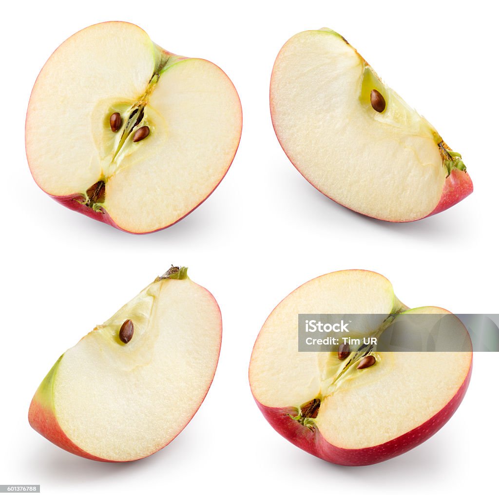 Apple slices isolated on white. Collection. With clipping path Apple - Fruit Stock Photo