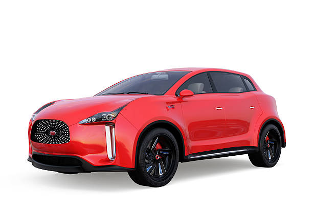 istock Red electric SUV concept car isolated on white background 601378300