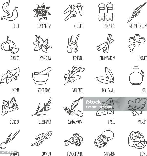 Spices And Seasonings Vector Icons Stock Illustration - Download Image Now - Icon Symbol, Spice, Pepper - Seasoning