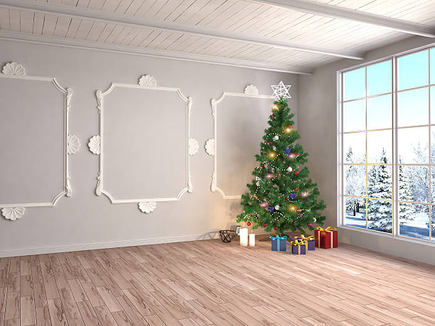 istock Christmas tree with decorations in the living room. 3d illustrat 601381144