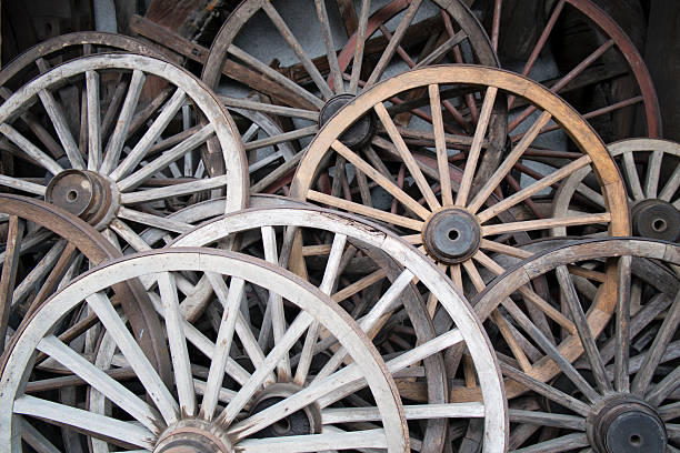 istock Old wooden wheels 601381644