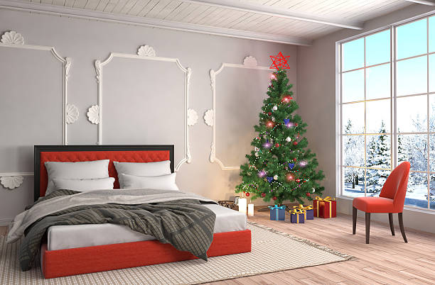 istock Christmas tree with decorations in the living room. 3d illustrat 601381832