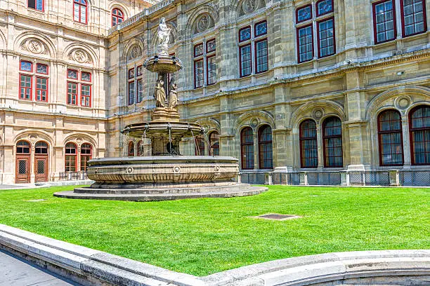 Fountain in front of the Vienna Opera House, Austria