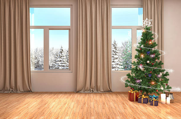 istock Christmas tree with decorations in the living room. 3d illustrat 601382480
