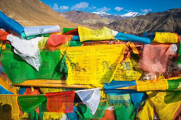 istock The prayer flags fluttering in the wind, Tibet 601383706