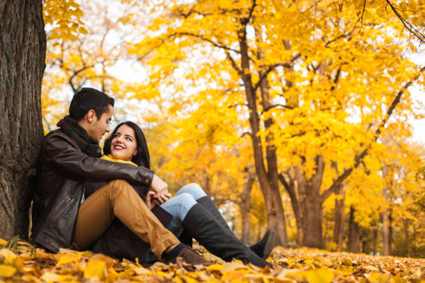 istock Romance couple together in woodland setting. 601383976
