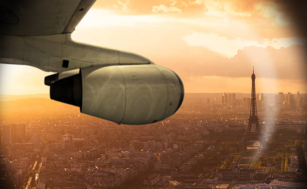 istock Travel by plane to Paris, view on Eiffel Tower 601386958