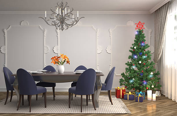 istock Christmas tree with decorations in the living room. 3d illustrat 601387716