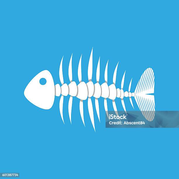 White Fishbone On Blue Background Stock Illustration - Download Image ...