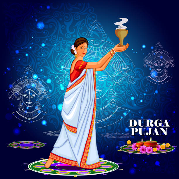 Happy Durga Puja India Festival Holiday Background Stock Illustration -  Download Image Now - Navratri, Durga Puja Festival, Adult - iStock