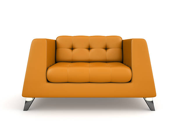istock Orange lather armchair isolated on white background 3D rendering 601388558