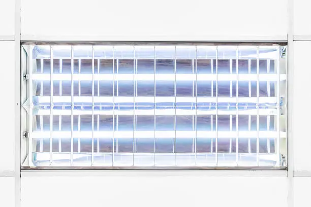 Office fluorescent tubes lighting fixture casing straight front on tileable texture