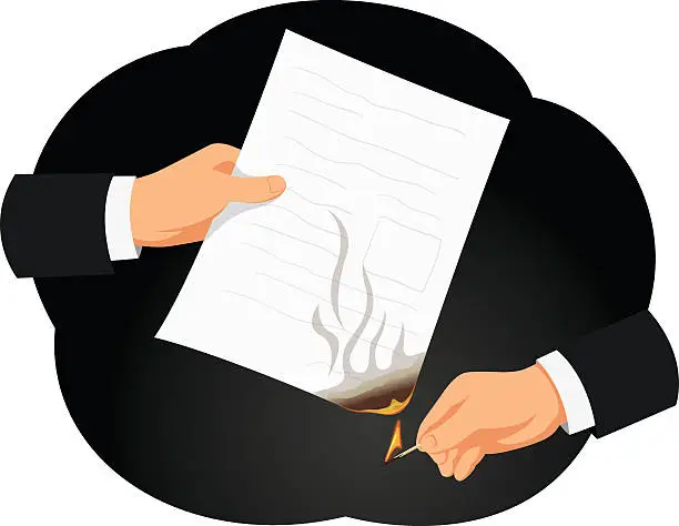 Vector illustration of Burning contract