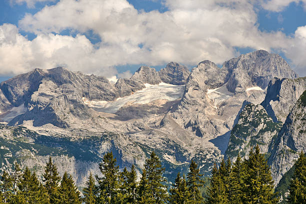 Dachstein massif from the north-west with Gosau glacier Dachstein massif from the north-west with Gosau glacier dachstein mountains photos stock pictures, royalty-free photos & images