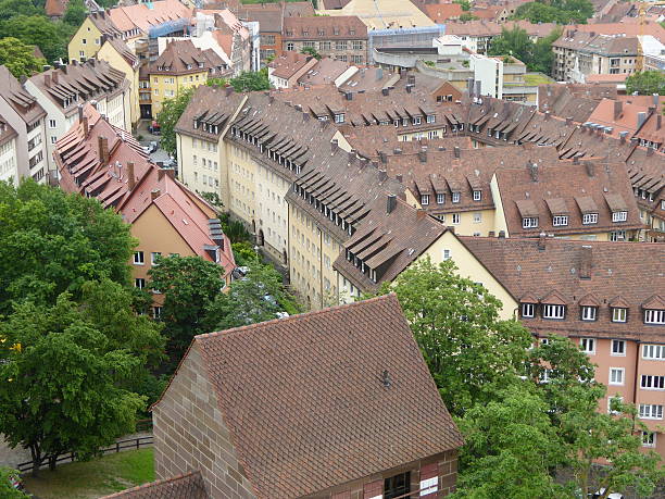 istock Nuremberg red housing rooftops from the castle 601392322