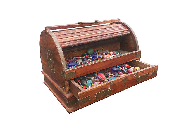 istock wood box with beaded necklace on isolated 601395336