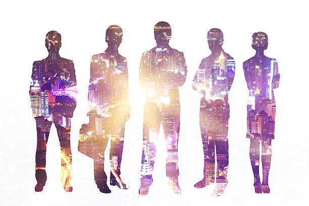 istock Businesspeople on night city background 601395642
