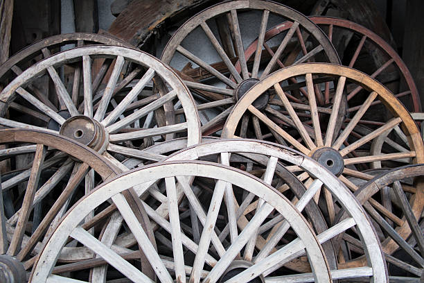 istock Old wooden wheels 601396640