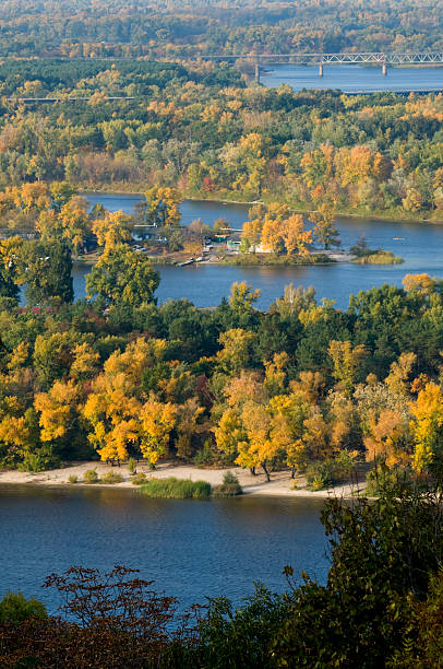 istock Dnieper river with islands in Kiev 601396974