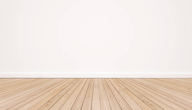istock Oak wood floor with white wall 601398888