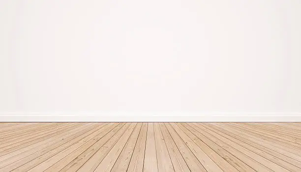 Oak wood floor with white wall