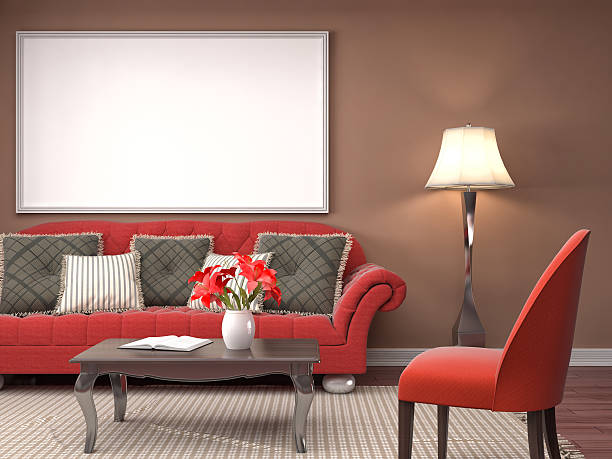 istock mock up poster frame in interior background. 3D Illustration 601400886