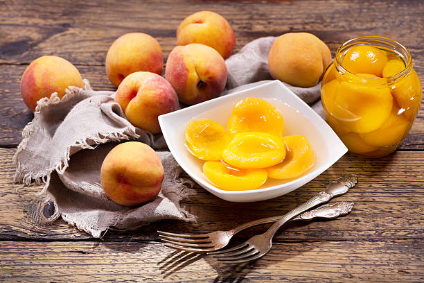 istock bowl of canned peaches 601401858