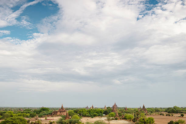 Sky over Bagan landscape in Myanmar with copy space