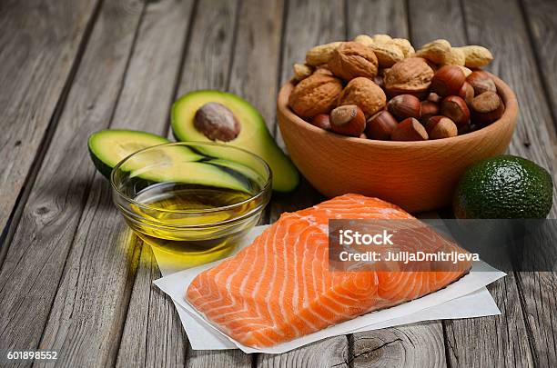 Selection Of Healthy Fat Sources Stock Photo - Download Image Now - Fat - Nutrient, Healthy Eating, Healthy Lifestyle