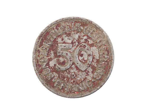 istock Old 50 German mark pfennig coin isolated 601901288