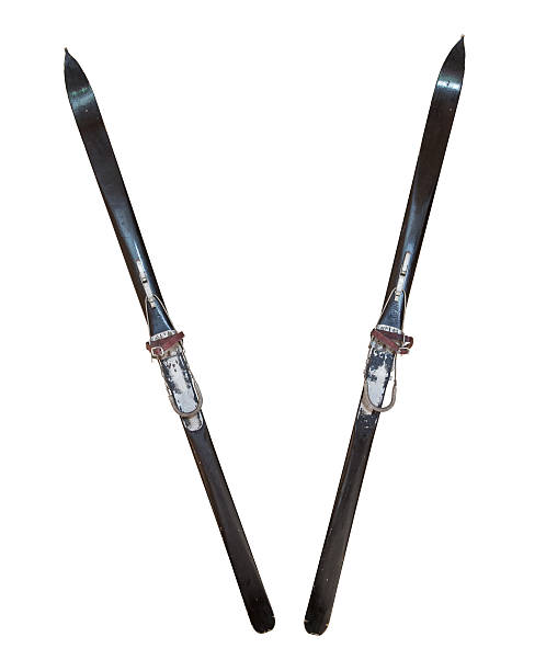 istock Pair of old wooden skis 601905202