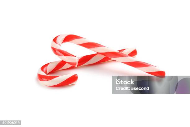 Christmas Candy Can Isolated On A White Stock Photo - Download Image Now - Candy Cane, White Background, White Color