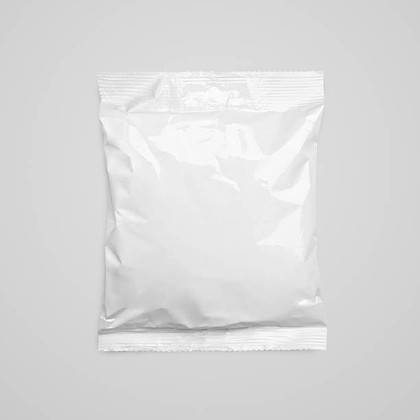 istock Top view of blank plastic pouch food packaging on gray 601906200