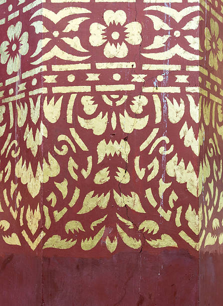 istock Golden flower paint in the traditonal Thail style 601907376