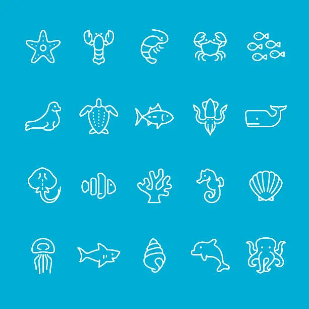 Vector illustration of Sea Life theme icons