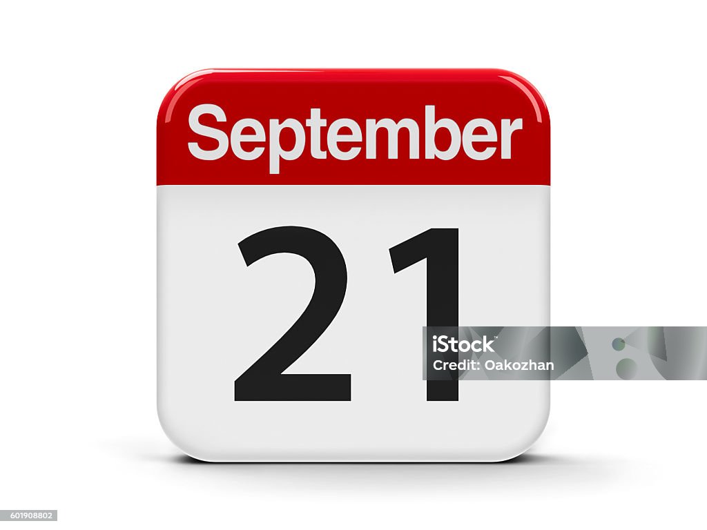 21st September Calendar web button - The Twenty First of September - International Day of Peace and World Alzheimer's Day, three-dimensional rendering, 3D illustration 2016 Stock Photo