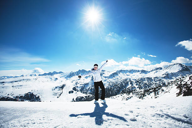 Enjoying the nature in mountains stock photo