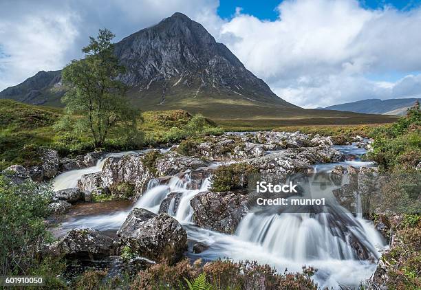 Buachaille Etive Mor And The Waterfalls Stock Photo - Download Image Now - Scotland, Glencoe - Scotland, Mountain