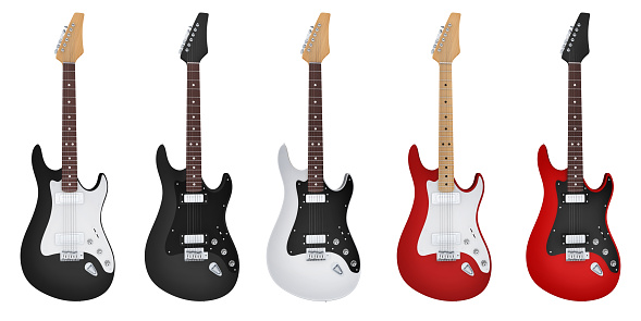 Five guitar electric guitar (done in 3d rendering)