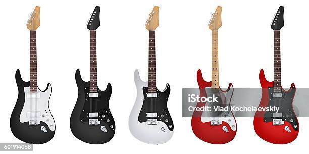Five Electricguitar Isolated Stock Photo - Download Image Now - Electric Guitar, Guitar, Cut Out