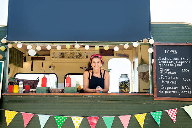 istock Food truck and owners 601914688