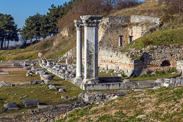 istock Ruins and Ancient columns in the archeological area of Philippi 601914922