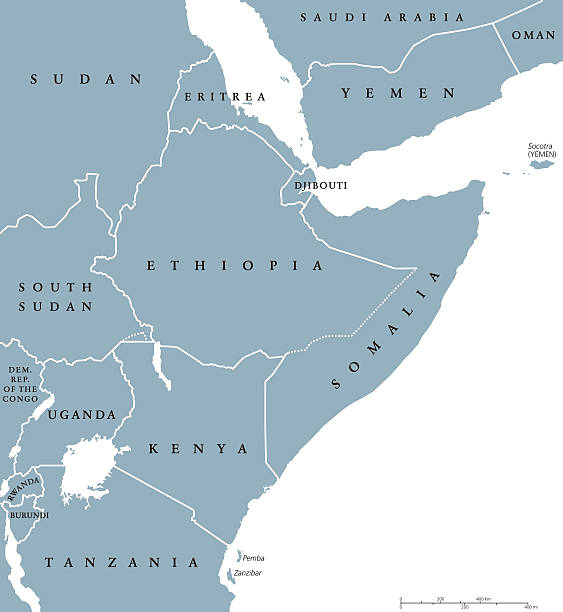 mapa polityczna krajów rogu afryki - state of eritrea stock illustrations