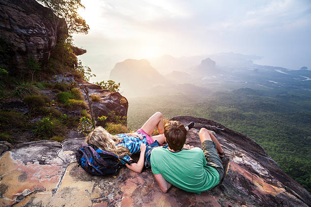 istock Couple on the mountain 601919132