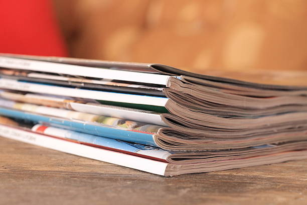 istock Magazines on the wooden table 601923872
