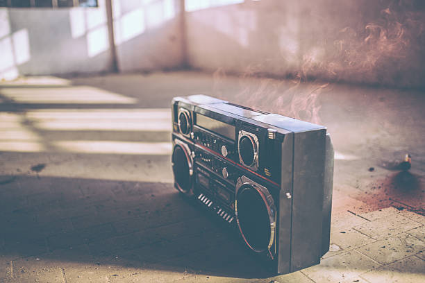 istock Black boom box and smoke 601932862