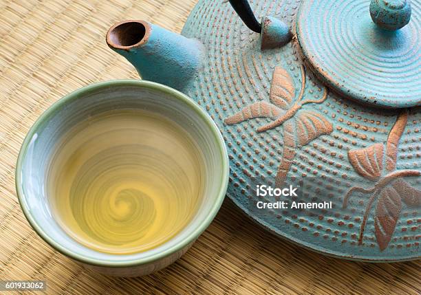Oriental Cast Iron Tea Pot With Cup Stock Photo - Download Image Now - Tea - Hot Drink, Japan, Zen-like