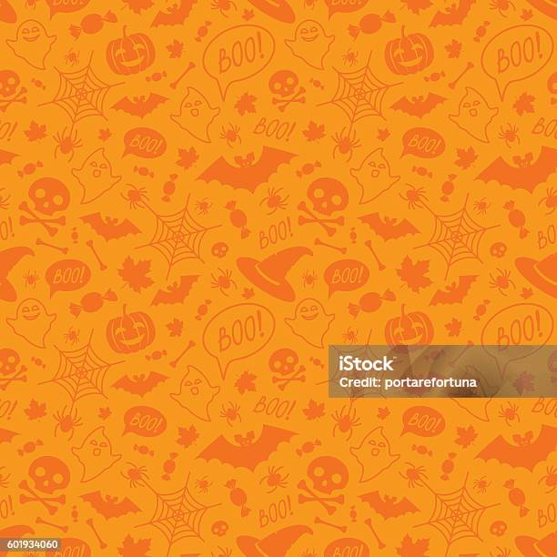 Halloween Orange Festliche Nahtlose Muster Stock Vektor Art und mehr Bilder von Halloween - Halloween, Bildhintergrund, Muster