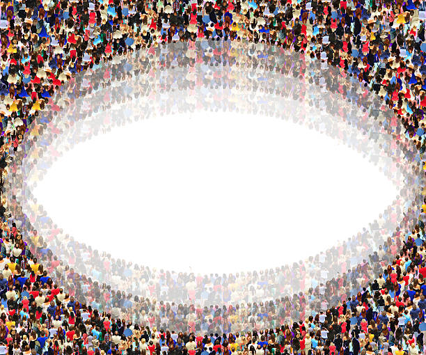 istock abstract and blurred circles of people with empty middle 601939006