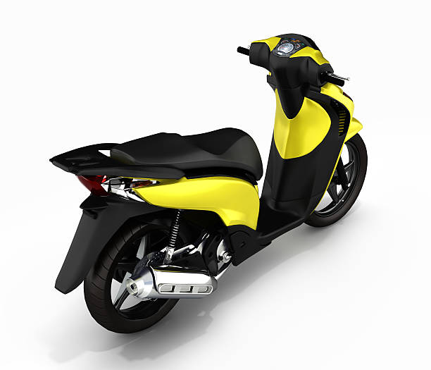istock Trendy yellow scooter on white background 3d 601942184